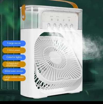Portable Air Conditioner Fan Usb Electric Fan With Led Night Light, Fine Mist Water, And Humidifier Function | Led Night Light Water Mist (random Color) – 10 Inches
